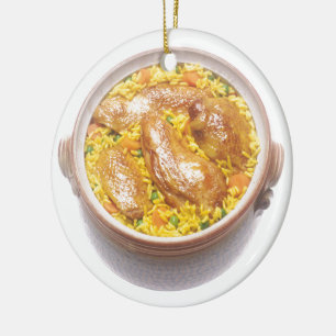 Ornamento De Cerâmica Galinha e arroz