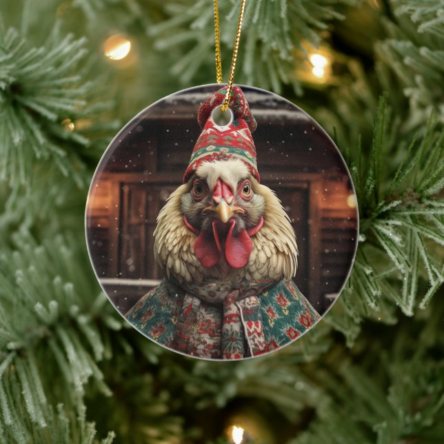 Ornamento De Cerâmica Galinha-fazenda, Presente de Pet-Lover Kawaii Cute (Árvore)