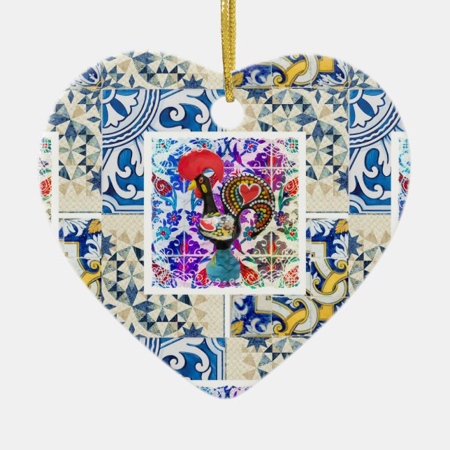 Ornamento De Cerâmica Galo de Barcelona, Portugal (Frente)