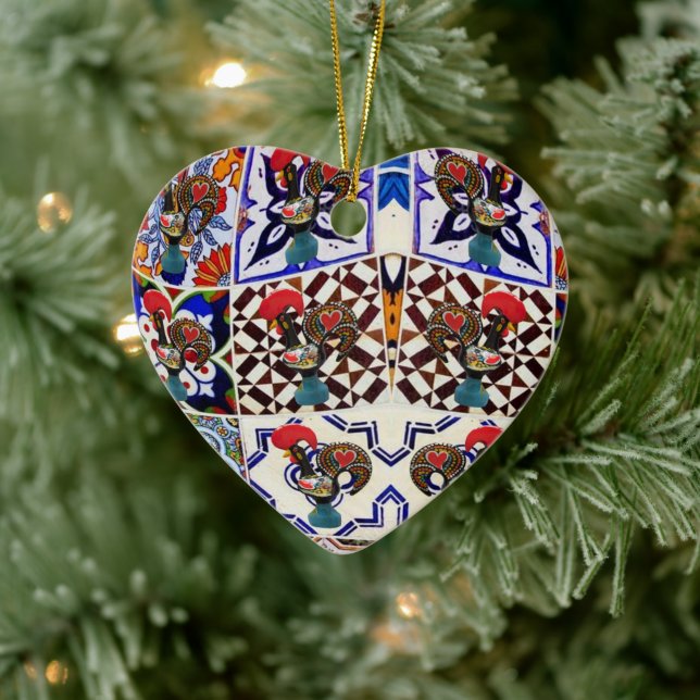 Ornamento De Cerâmica Galo de Barcelona Portugal (Árvore)