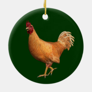 Ornamento De Cerâmica Galo Laranja Colorido