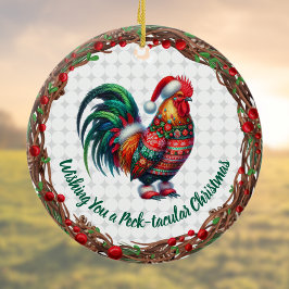 Ornamento De Cerâmica Galo no Natal Ugly Sweater
