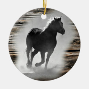 Ornamento De Cerâmica Galopagem de Cavalos Selvagens