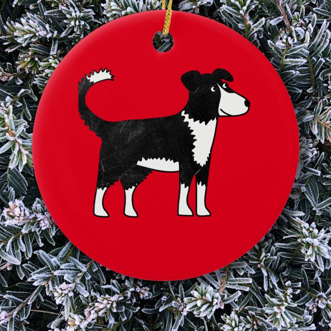 Ornamento De Cerâmica Galsh Border Collie Sheep (Welsh Border Collie sheepdog dog Christmas ornament)