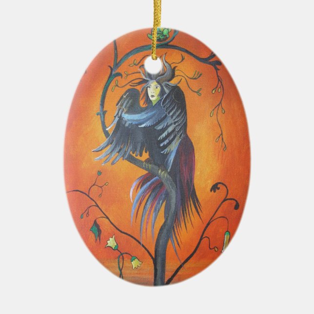 Ornamento De Cerâmica Gamaun, O Pássaro Profeto Com Penas Enrugadas (Frente)