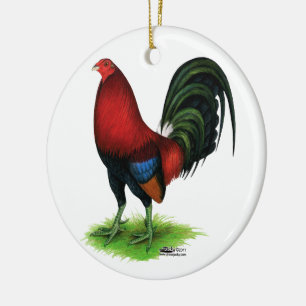 Ornamento De Cerâmica Gamecock: Vermelho Escuro