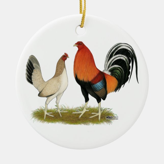 Ornamento De Cerâmica Gamefowl Wheatens (Frente)