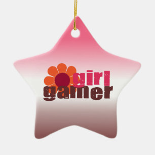 Ornamento De Cerâmica Gamer da menina