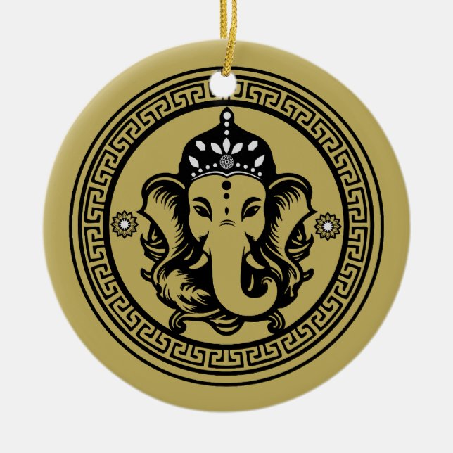 Ornamento De Cerâmica Ganesha Themed Hindu Art Print (Frente)