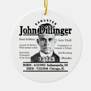 Ornamento De Cerâmica Gângster John Dillinger