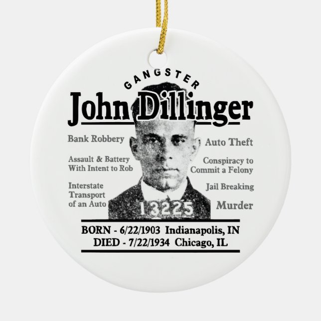 Ornamento De Cerâmica Gângster John Dillinger (Frente)