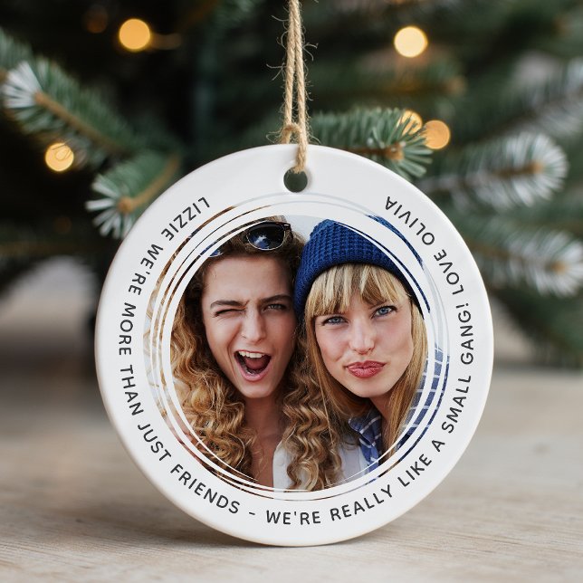 Ornamento De Cerâmica Gangue Personalizado de Besties Fotográficas Peque (Criador carregado)