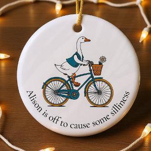 Ornamento De Cerâmica Ganho de Bobo Personalizado em uma bicicleta
