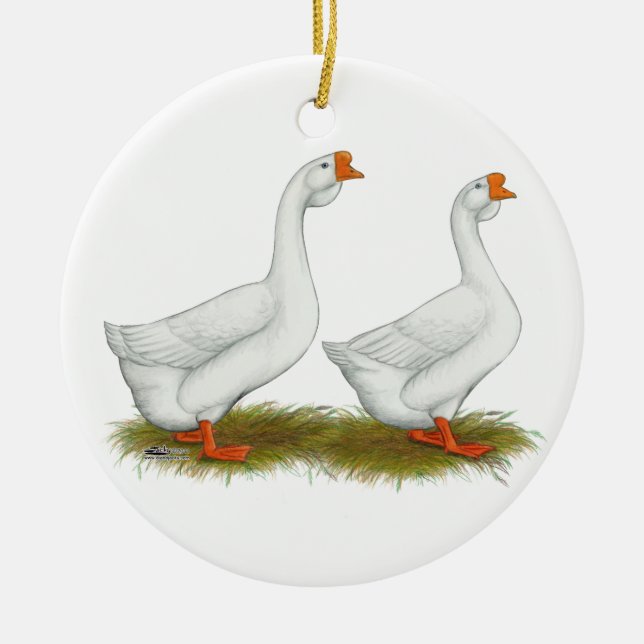 Ornamento De Cerâmica Gansos brancos africanos (Frente)