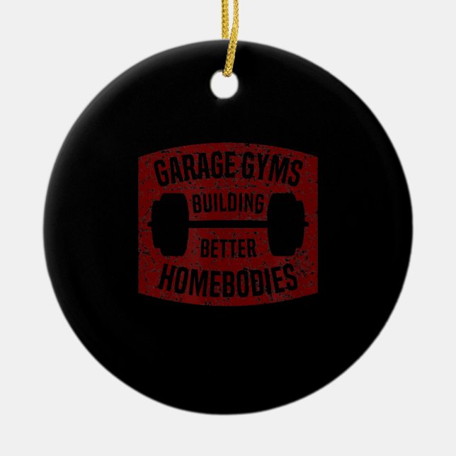 Ornamento De Cerâmica Garage Gyms Construindo Melhores Casamentos Barbel (Frente)