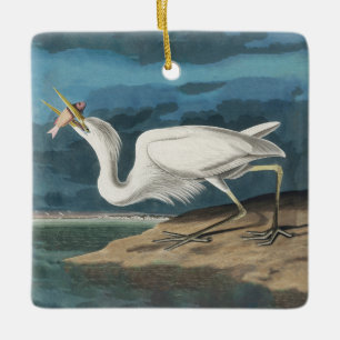 Ornamento De Cerâmica Garça Branca Grande de Audubon: Ave Costeira Vinta