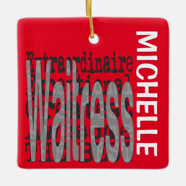 Ornamento De Cerâmica Garçonete Extraordinário PERSONALIZADO (Frente)