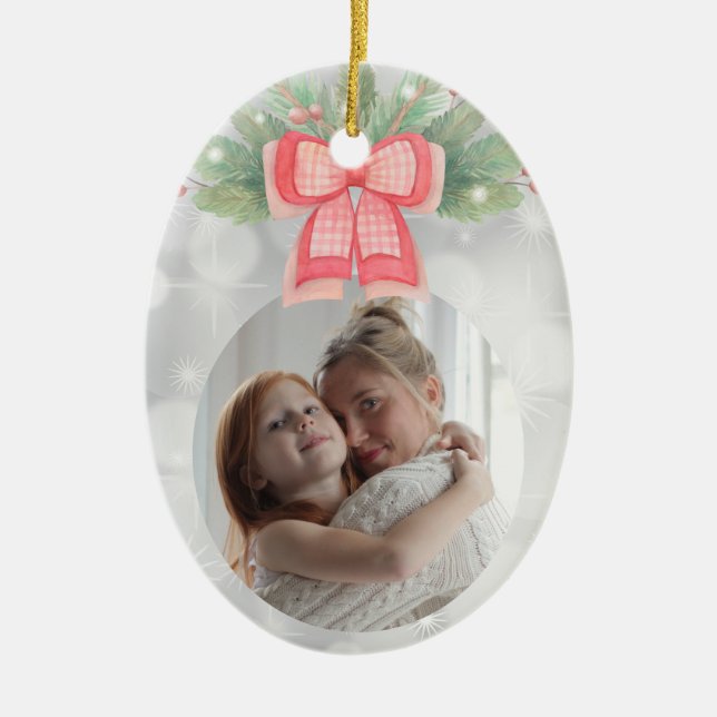 Ornamento De Cerâmica Garland de Natal Personalizado (Frente)