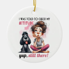 ORNAMENTO DE CERÂMICA GAROTA BONITA COM CACHORRO NEGRO