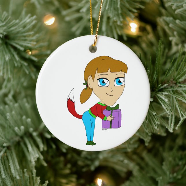 Ornamento De Cerâmica garota chibi foxy    (Árvore)