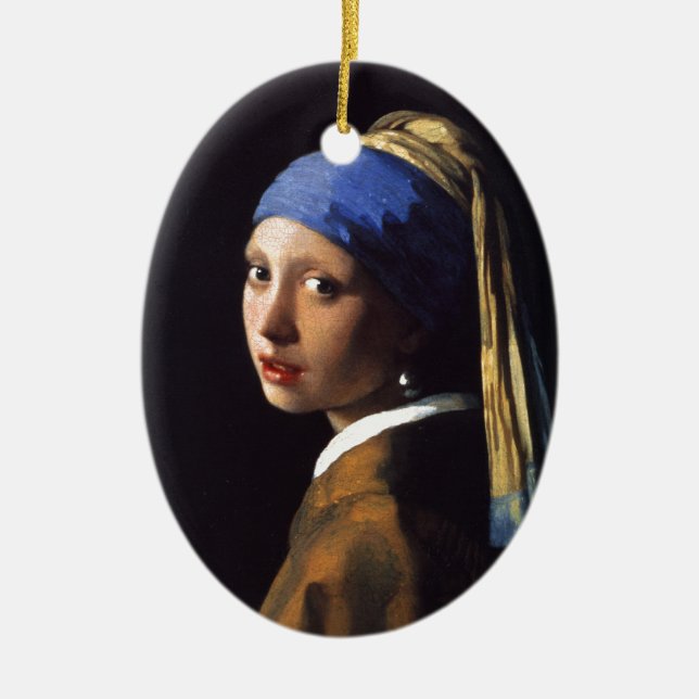 Ornamento De Cerâmica Garota com um brinco de pérola, de Vermeer (Frente)