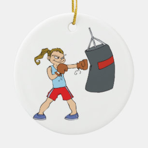 Ornamento De Cerâmica garota de boxe saco de pancadas