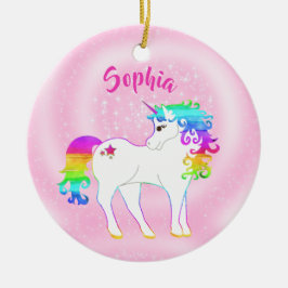 Ornamento De Cerâmica Garota de Fotografia Personalizada do Unicorn Cor-