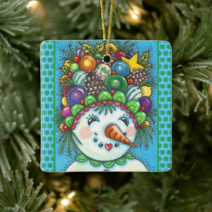 ORNAMENTO DE CERÂMICA GAROTA DE NEVE NO FESTA DE NATAL, COORDENTE