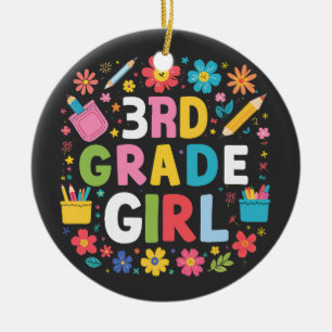 Ornamento De Cerâmica Garota do 3º ano de volta à escola