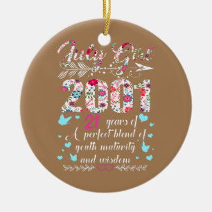 Ornamento De Cerâmica Garota do Julho 2001 Oferece aniversário de 21 ano