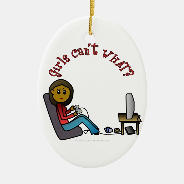 Ornamento De Cerâmica Garota Escura (Frente)