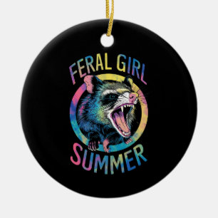 Ornamento De Cerâmica Garota Feral Verão Gambá Tie Dye Mapache