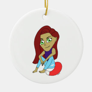 Ornamento De Cerâmica garota foxi chibi