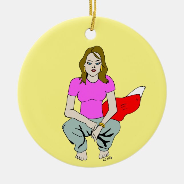 Ornamento De Cerâmica garota foxy (Frente)