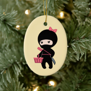 Ornamento De Cerâmica Garota Ninja da Compra no Amarelo