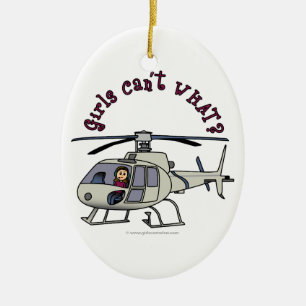 Ornamento De Cerâmica Garota-piloto de helicóptero