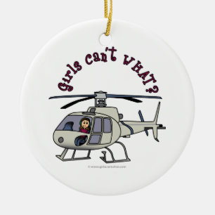 Ornamento De Cerâmica Garota-piloto de helicóptero