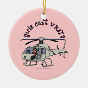 Ornamento De Cerâmica Garota-piloto de helicóptero