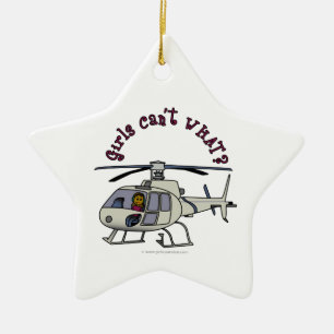 Ornamento De Cerâmica Garota-piloto de helicóptero escuro
