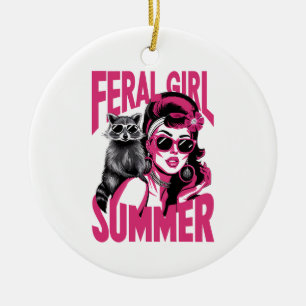 Ornamento De Cerâmica Garota Selvagem Vintage de Verão Opossum Divertido