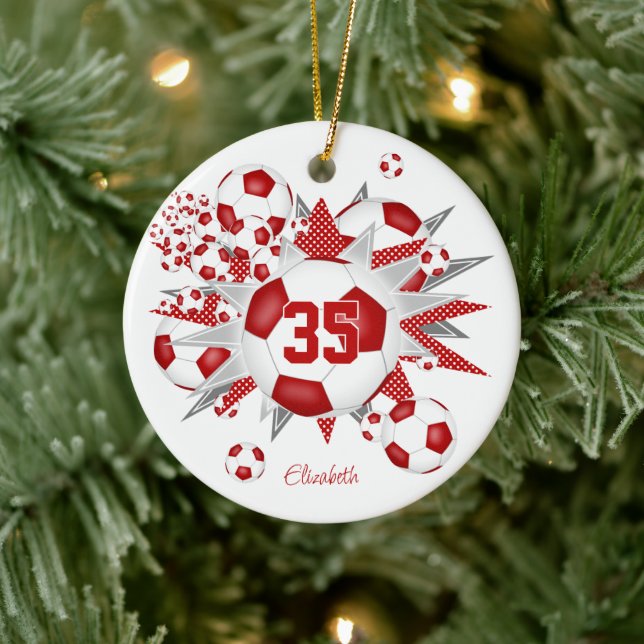 Ornamento De Cerâmica garotas dão nome a bolas de futebol e estrelas ver (Árvore)