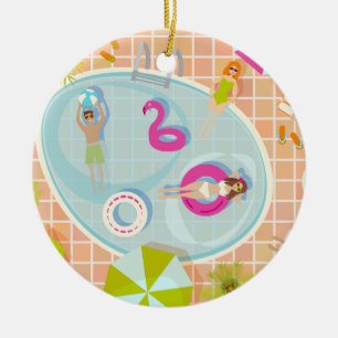 Ornamento De Cerâmica Garotas de biquíni e rapazes jogando jogo de pisci