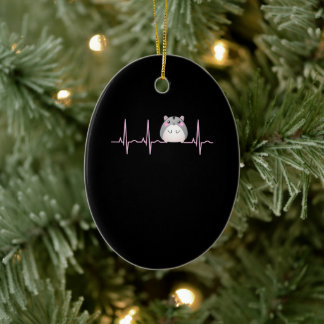 Ornamento De Cerâmica Garotas de Hamster Pulam Pulso de Hamster