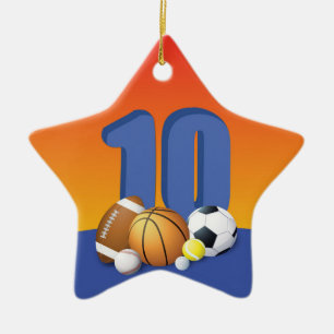 Ornamento De Cerâmica Garoto 10º Aniversário de Esportes