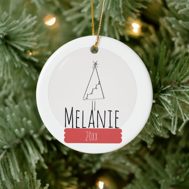 Ornamento De Cerâmica Garrafa de Neve de Natal e Árvore Simples (Árvore)
