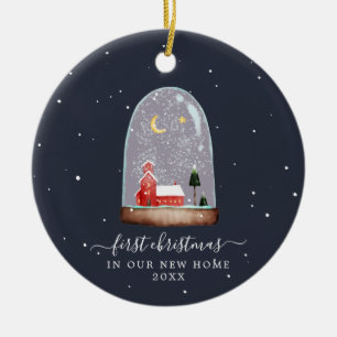 Ornamento De Cerâmica Garrafa de Neve Primeiro Natal em Nova Casa