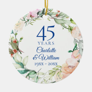 Ornamento De Cerâmica Garrafa de Rosas em Aquarela para Aniversário de 4