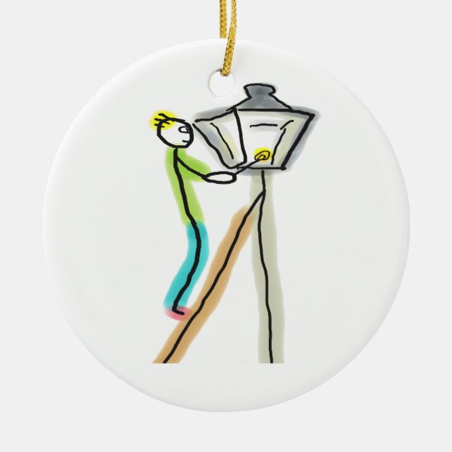 Ornamento De Cerâmica Gaslighting Stickman (Frente)