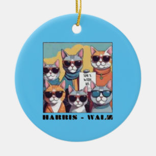 Ornamento De Cerâmica Gata sem filhos, senhorita, senhoras de gatos sem