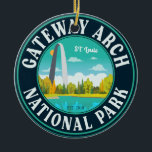 Ornamento De Cerâmica Gateway Arch National Park Santo Louis - Missouri<br><div class="desc">Celebre a sua viagem ao Gateway Arch National Park,  MO com este design de pôr do sol vintage. Esta é a excelente para pessoas que adoram caminhar,  acampar e viagem na Rua Louis,  Missouri natureza.</div>